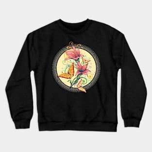 Orchids and butterflies handdrawn illustration Crewneck Sweatshirt